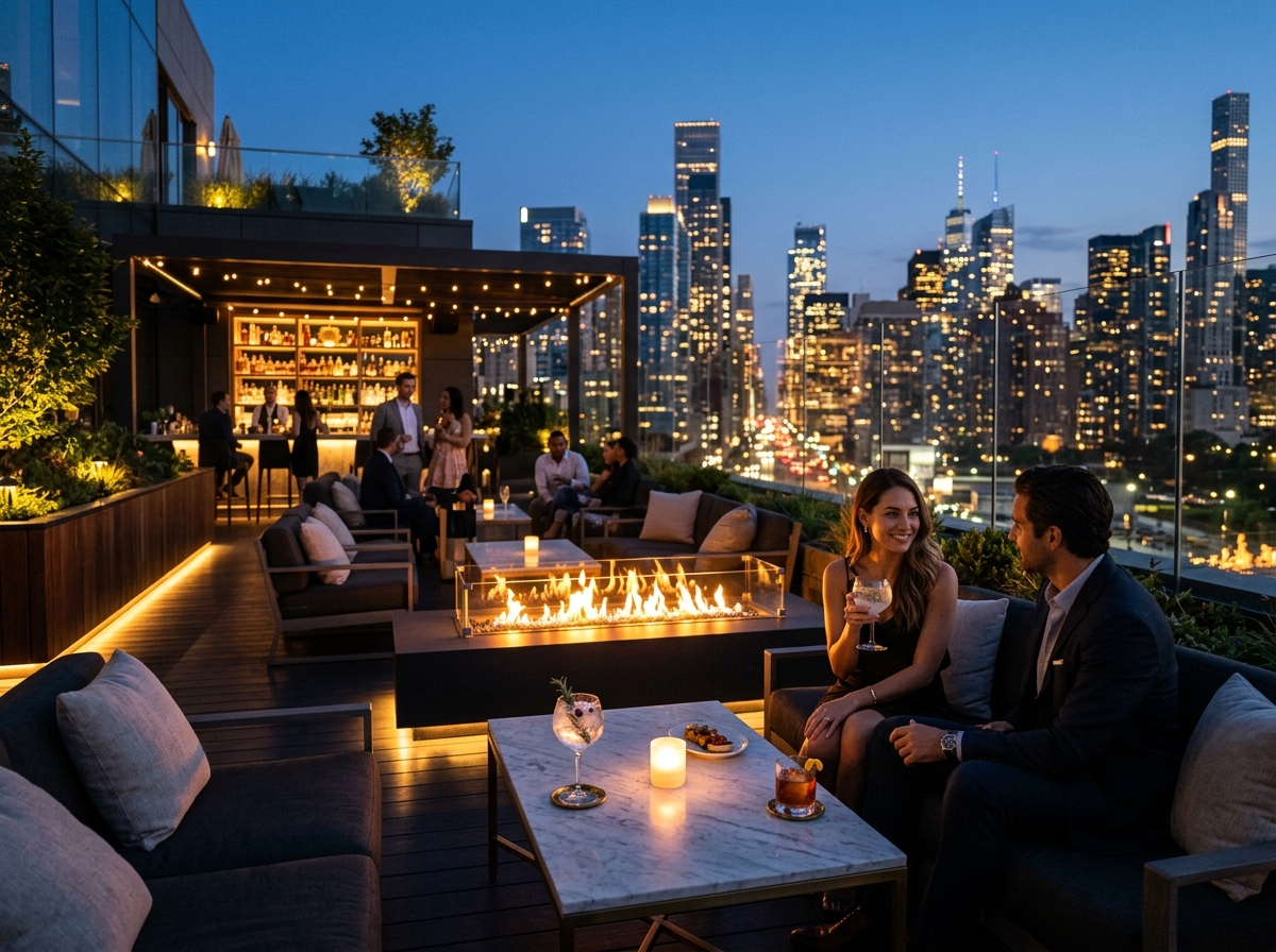 Celestial Rooftop View at Sunset