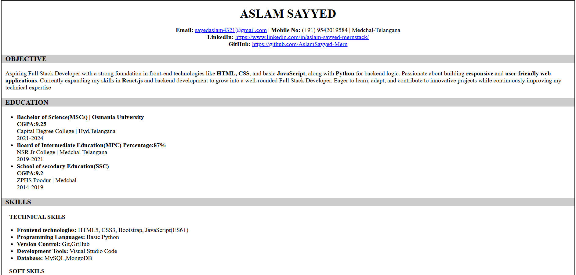 Resume Project